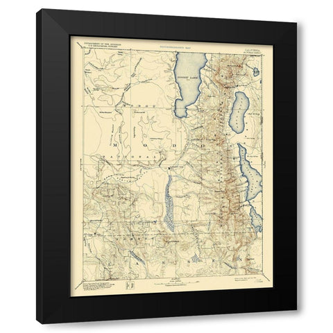 Alhambra California Sheet - USGS 1892 Black Modern Wood Framed Art Print by USGS