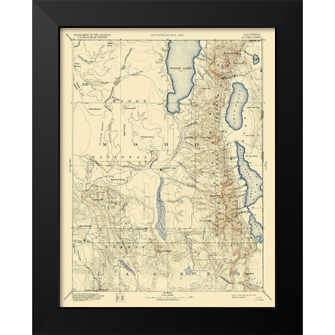 Alhambra California Sheet - USGS 1892 Black Modern Wood Framed Art Print by USGS