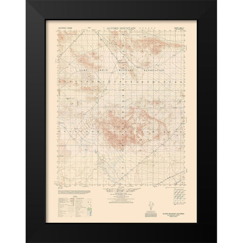 Alvord Mountains Sheet - US Army  1948 Black Modern Wood Framed Art Print by US Army