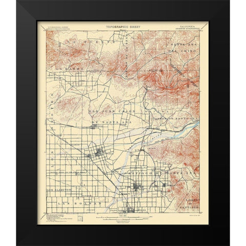 Anaheim California Quad - USGS 1901 Black Modern Wood Framed Art Print by USGS