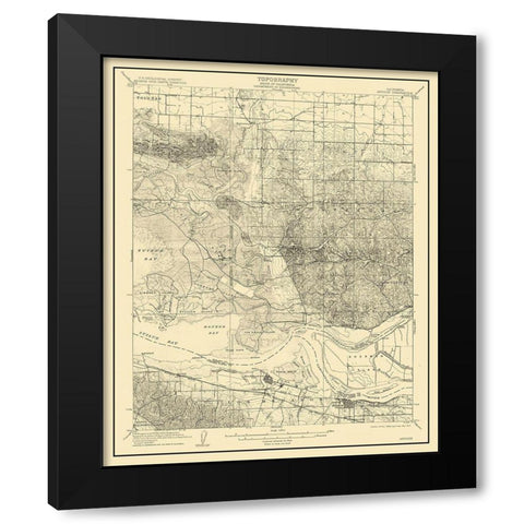 Antioch California Quad - USGS 1908 Black Modern Wood Framed Art Print by USGS