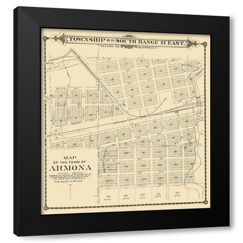 Armona California - Thompson 1892 Black Modern Wood Framed Art Print by Thompson