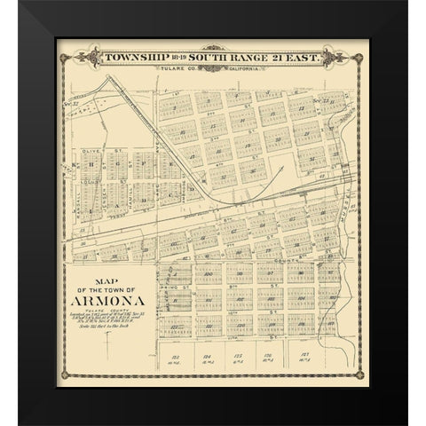 Armona California - Thompson 1892 Black Modern Wood Framed Art Print by Thompson