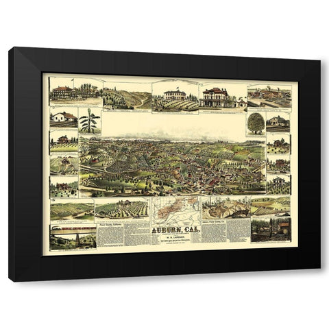 Auburn California - Lardner 1887 Black Modern Wood Framed Art Print with Double Matting by Lardner