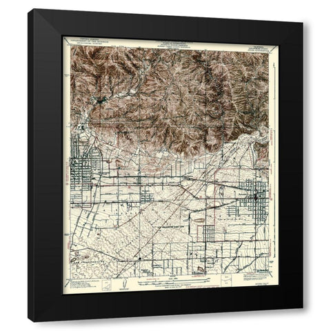 Azusa California Quad - USGS 1939 Black Modern Wood Framed Art Print with Double Matting by USGS