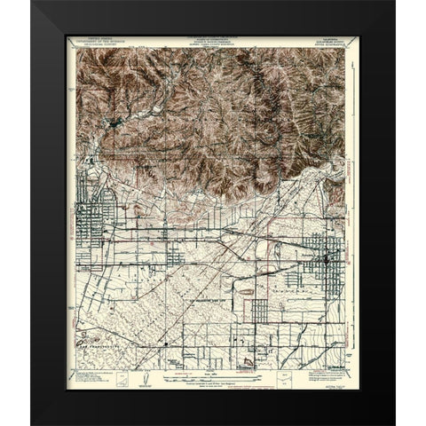 Azusa California Quad - USGS 1939 Black Modern Wood Framed Art Print by USGS