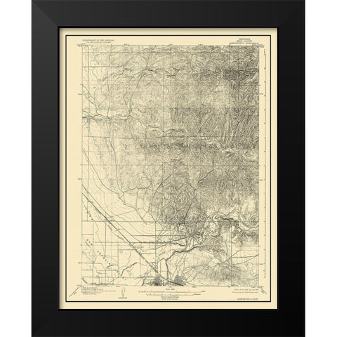 Bakersfield California Quad - USGS 1906 Black Modern Wood Framed Art Print by USGS