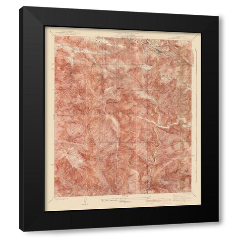 Mt Baden Powell California Quad - USGS 1940 Black Modern Wood Framed Art Print with Double Matting by USGS