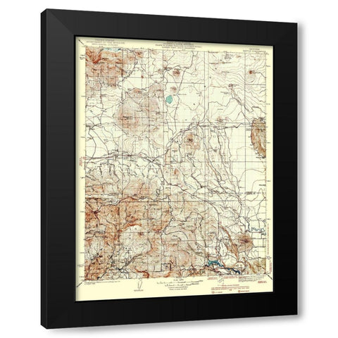 Bartle California Quad - USGS 1939 Black Modern Wood Framed Art Print by USGS