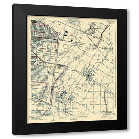 Bell California Quad - USGS 1936 Black Modern Wood Framed Art Print with Double Matting by USGS