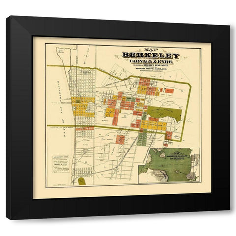 Berkeley California Landowner - Carnell 1880 Black Modern Wood Framed Art Print by Carnell