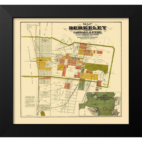 Berkeley California Landowner - Carnell 1880 Black Modern Wood Framed Art Print by Carnell