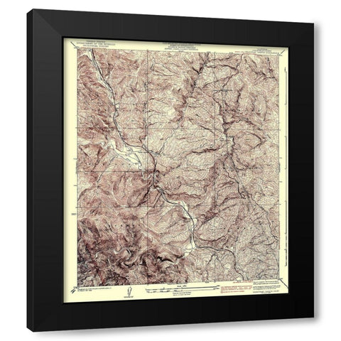 Beartrap Canyon California Quad - USGS 1938 Black Modern Wood Framed Art Print with Double Matting by USGS