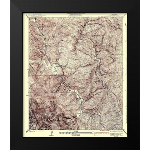 Beartrap Canyon California Quad - USGS 1938 Black Modern Wood Framed Art Print by USGS