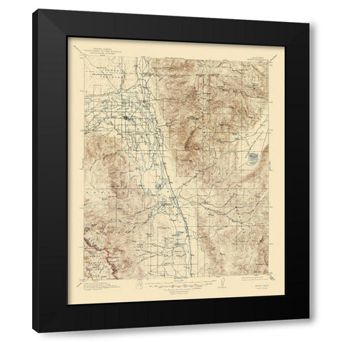 Bishop California Quad - USGS 1913 Black Modern Wood Framed Art Print with Double Matting by USGS