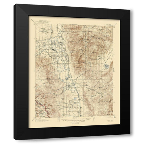 Bishop California Quad - USGS 1913 Black Modern Wood Framed Art Print by USGS