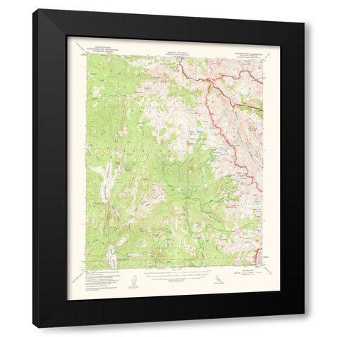 Blackcap Mountain California Quad - USGS 1962 Black Modern Wood Framed Art Print with Double Matting by USGS