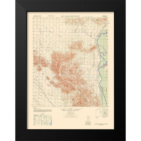 Big Maria Mountains Sheet - US Army  1944 Black Modern Wood Framed Art Print by US Army