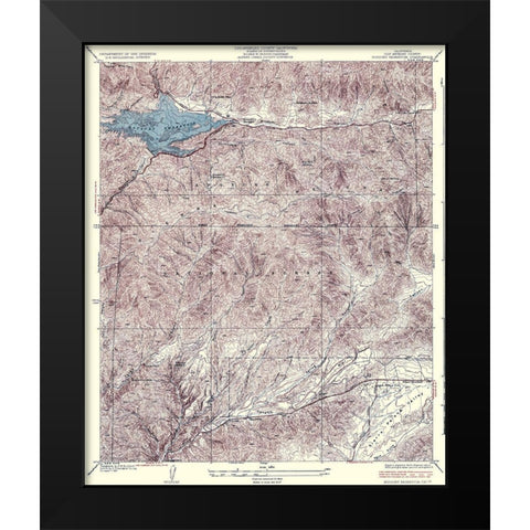 Bouquet Reservoir California Quad - USGS 1937 Black Modern Wood Framed Art Print by USGS