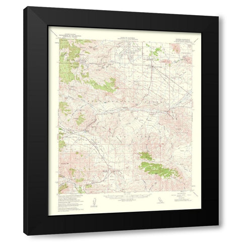 Borrego California Quad - USGS 1961 Black Modern Wood Framed Art Print with Double Matting by USGS