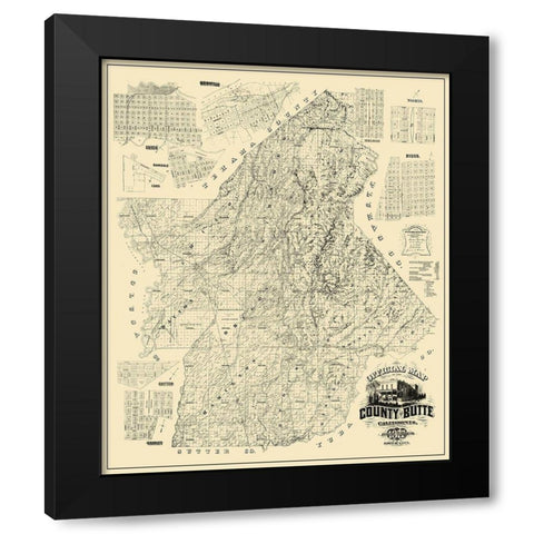 Butte California Landowner - McGann 1877 Black Modern Wood Framed Art Print by McGann