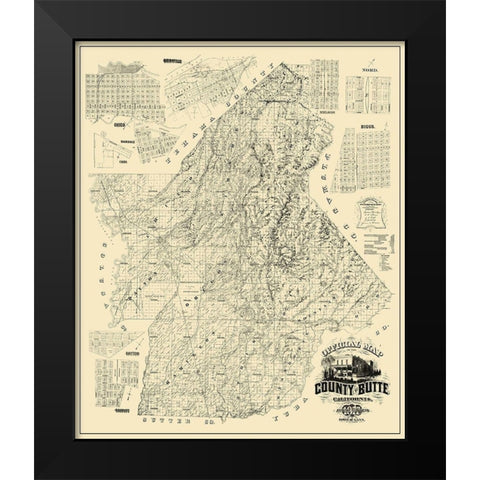 Butte California Landowner - McGann 1877 Black Modern Wood Framed Art Print by McGann