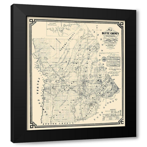 Butte California Landowner - Henning 1862 Black Modern Wood Framed Art Print by Henning