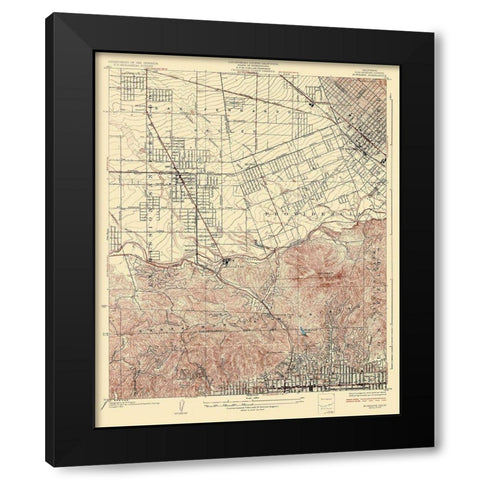 Burbank California Quad - USGS 1926 Black Modern Wood Framed Art Print by USGS