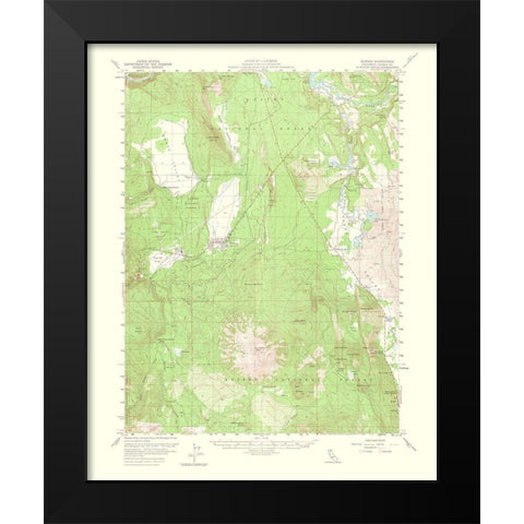 Burney California Quad - USGS 1964 Black Modern Wood Framed Art Print by USGS