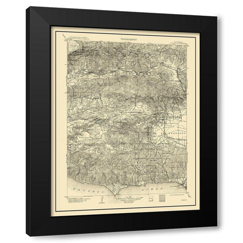 Camulos California Quad - USGS 1903 Black Modern Wood Framed Art Print with Double Matting by USGS