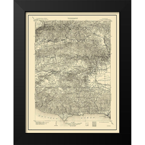 Camulos California Quad - USGS 1903 Black Modern Wood Framed Art Print by USGS