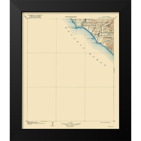 Capistrano California Quad - USGS 1902 Black Modern Wood Framed Art Print by USGS
