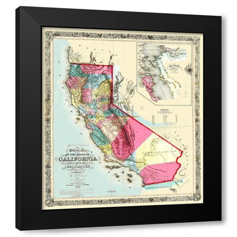 California - Eddy 1854 Black Modern Wood Framed Art Print by Eddy