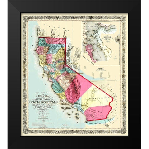 California - Eddy 1854 Black Modern Wood Framed Art Print by Eddy