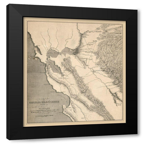 California Mining Districts - Derby 1849  Black Modern Wood Framed Art Print with Double Matting by Derby