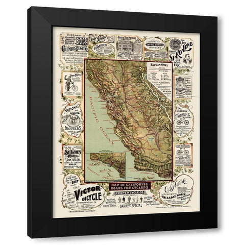 California Cyclers - Blum 1895  Black Modern Wood Framed Art Print with Double Matting by Blum