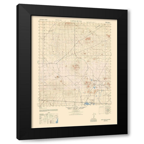 Castle Butte Sheet - US Army  1943 Black Modern Wood Framed Art Print with Double Matting by US Army