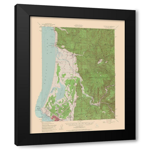 Crescent City California Quad - USGS 1952 Black Modern Wood Framed Art Print by USGS
