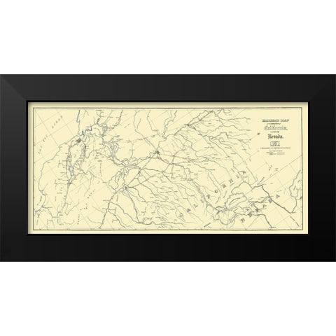 Central California, Part of Nevada Railroad 1865 Black Modern Wood Framed Art Print by Bielawski