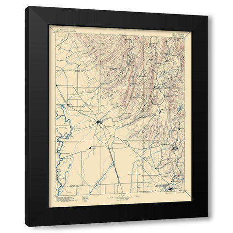 Chico California Sheet - USGS 1895 Black Modern Wood Framed Art Print with Double Matting by USGS