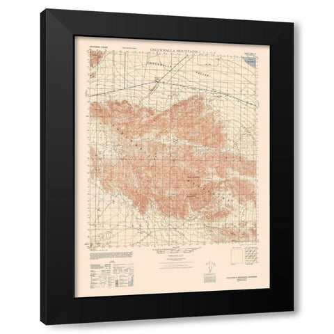 Chuckwalla Mountains Sheet - US Army  1944 Black Modern Wood Framed Art Print by US Army