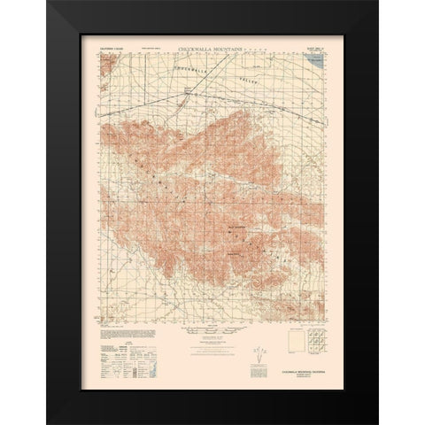 Chuckwalla Mountains Sheet - US Army  1944 Black Modern Wood Framed Art Print by US Army