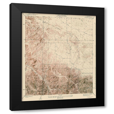 Cima Mesa California Quad - USGS 1939 Black Modern Wood Framed Art Print with Double Matting by USGS