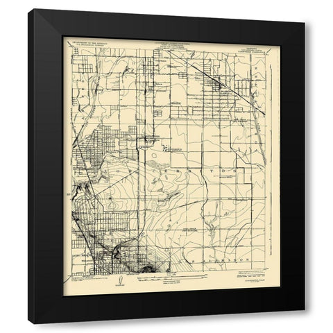 Clearwater California Quad - USGS 1925 Black Modern Wood Framed Art Print with Double Matting by USGS