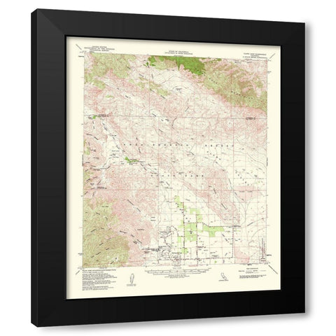 Clark Lake California Quad - USGS 1962 Black Modern Wood Framed Art Print by USGS