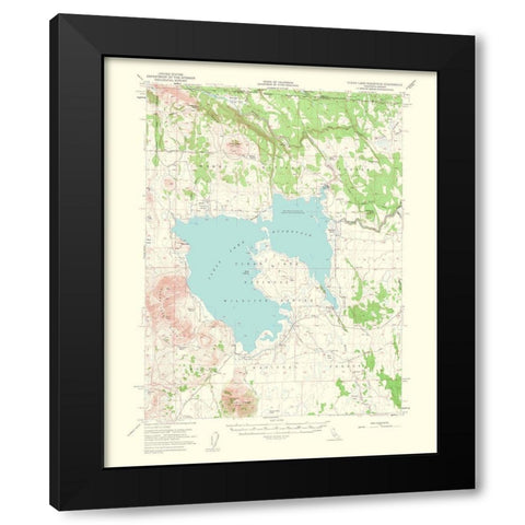 Clear Lake California Quad - USGS 1964 Black Modern Wood Framed Art Print by USGS