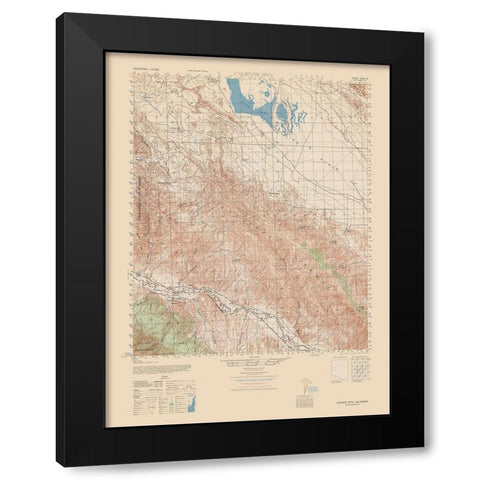 Caliente Mountain Quad - USGS  1943 Black Modern Wood Framed Art Print with Double Matting by USGS