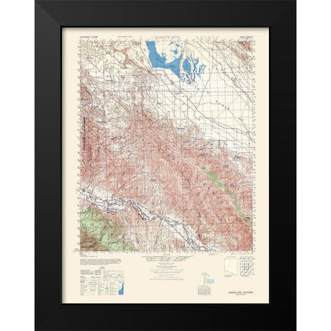 Caliente Mountain Sheet - US Army 1943 Black Modern Wood Framed Art Print by US Army