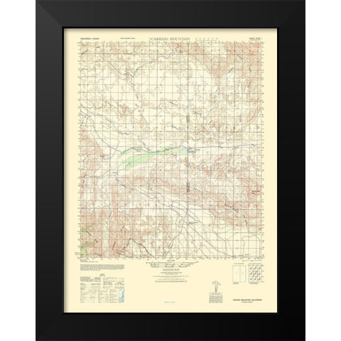 Carrizo Mountain Sheet - US Army 1942 Black Modern Wood Framed Art Print by US Army