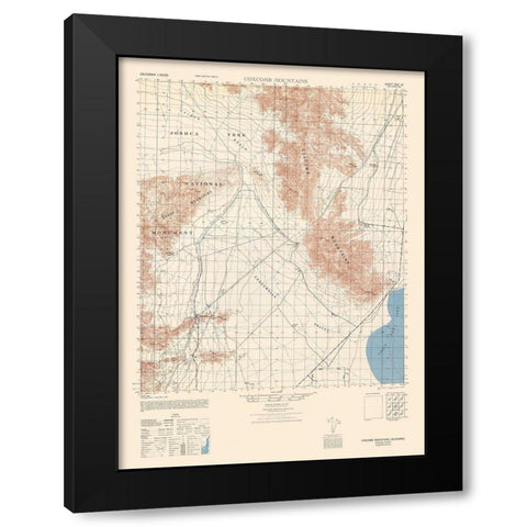 Coxcomb Mountains Sheet - US Army  1944 Black Modern Wood Framed Art Print by US Army